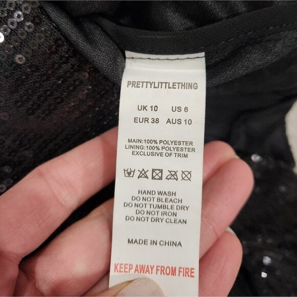 Nwt Prettylittlething All around Sequin Wide-Leg Pants sz 6 - Picture 4 of 6